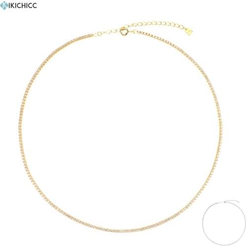 Kikichicc 100% 925 Sterling Silver 2020 Full Zircon Chain Gold Choker Necklace Women Fashion Jewelry 2020 Rock Punk Jewelry