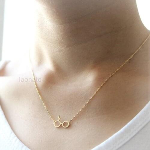 Cute glasses frame necklace movie characters logo symbol eyeglasses necklace thunder lightning eye glasses charm necklaces