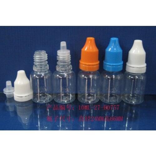 Lot 3000pcs tamper evident cap 10ML essential oil bottle pet bottle with lid dropper