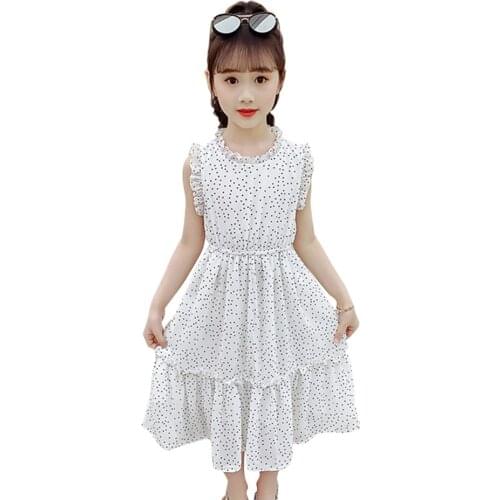 Girl Dresses Dot Pattern Girls Party Dress Ruffles Dress Kids Summer Costume Girl 6 8 10 12 14