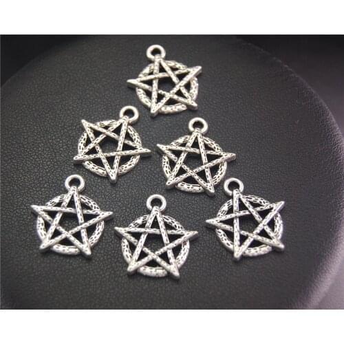 10Pcs Silver Color Finish Wicca Charms Pendants For Jewelry Making DIY Handmade Craft 17x19mm A2041