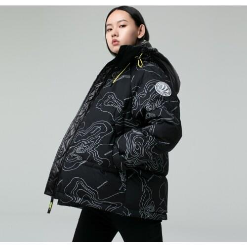 BOSIDENG 2020 new down jacket women costaline print hooded loose outwear deep winter warm coat B00143020