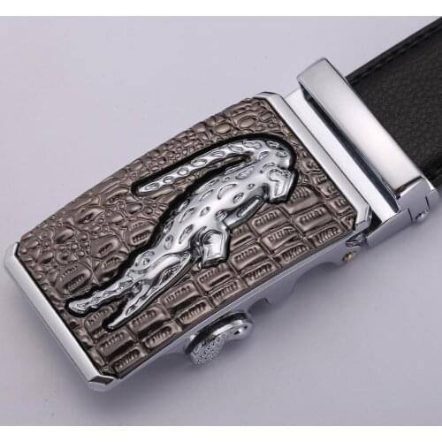 Aoluolan Fashion Luxury Alloy Automatic for Mens Leather Waist Ratchet Accessories casual business belt