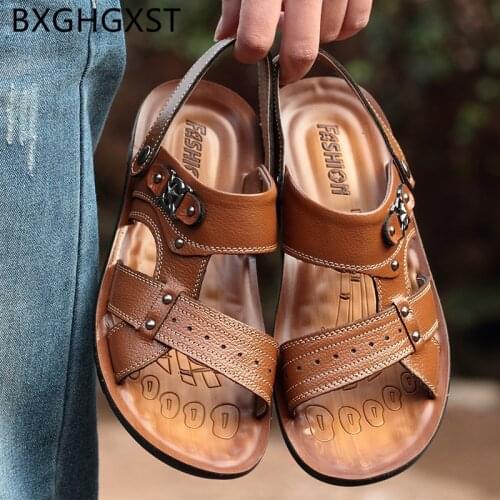 Italian leather sandals for men summer shoes slides men designer sandals fashion beach shoes mens sandals genuine leather кроксы