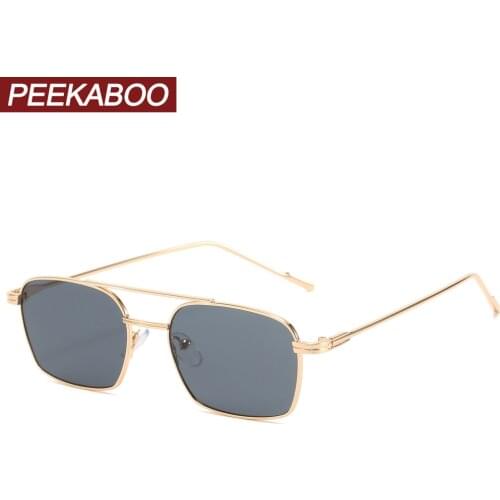 Peekaboo square frame sunglasses women uv400 gold black retro sun glasses for men full metal 2021 dropshipping hot-selling