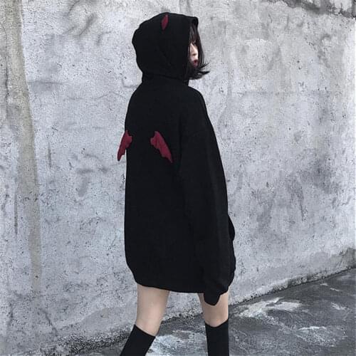 Autumn and winter Harajuku Hoodies Girl Little Devil Horn Gothic Hooded lazy wind худи женское jacket loose BF hooded sweatshirt