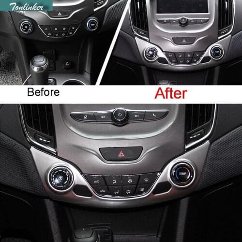 Tonlinker 1 Pcs DIY Car Styling ABS Matte Air Conditioning Knobs decorative Panel Cover Case Stickers for Chevrolet Cruze 2017