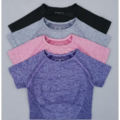 New Vital Seamless Yoga Top Short Sleeve Workout Tops For Women Fitness Gym Crop Top Athletic Sport T shirt Women Sportswear