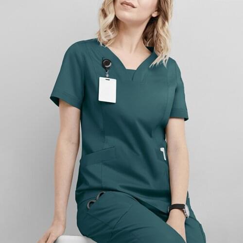 Plug Size Uniform Women Workwear Beauty Salon Work Clothes Nursing Scrub Shirt Unisex Nurse Uniform Slim Fit female Medical