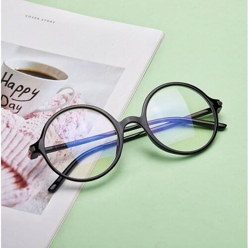 Vintage Round Frame Anti Blue Light Glasses Computer Mobile Phone Game Blue Light Blocking Oversized Clear Lens Eye Protection