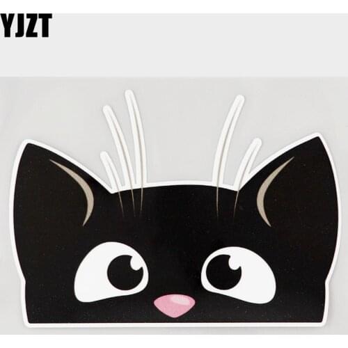 YJZT 15.2CM×10.5CM High Quality Funny Peeking Cat Decal PVC Car Sticker 11C-0004