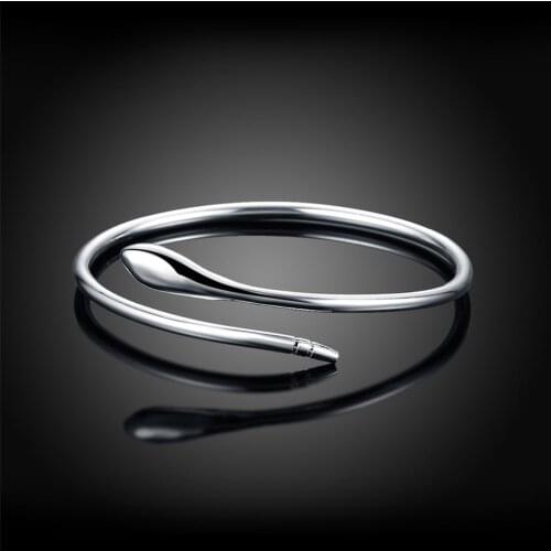 Hot Sales 925 Sliver4MM Snake Cuff Bangles Fashion Jewelry For Women Daily Party Delicate Accessories Birthday Present