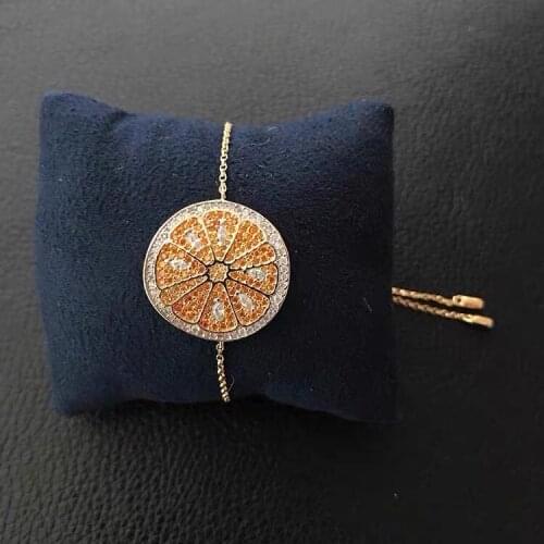 New Summer Orange Lemon Bracelet Beautiful Inlaid Color Zircon Crystal Summer Creative Fruit Fashion Bracelet Women Gift Jewelry