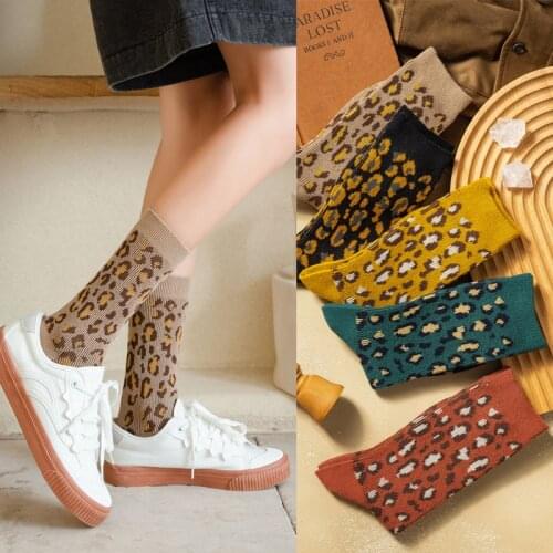 10 pieces = 5 pairs Socks Women Tube 2020 New Style for Autumn and Winter Cotton Sexy Leopard Fashion Korea Trend women Socks