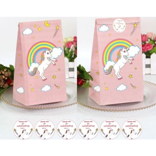 12pcs/lot Unicorn Pattern Paper Bags for Wedding Party Decoration Candy Cookie Packing Boxes