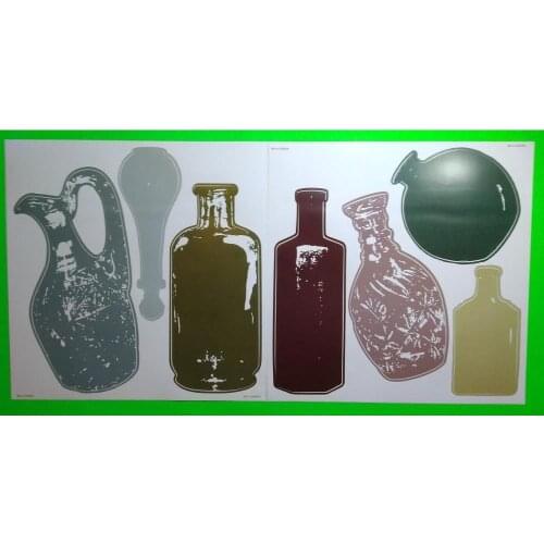 18 packs/box BOTTLES PVC Sticker DIY Wall Kitchen Kids Living Room Door Plate Cup Vase Tile Accessory Functional Toy Hobby