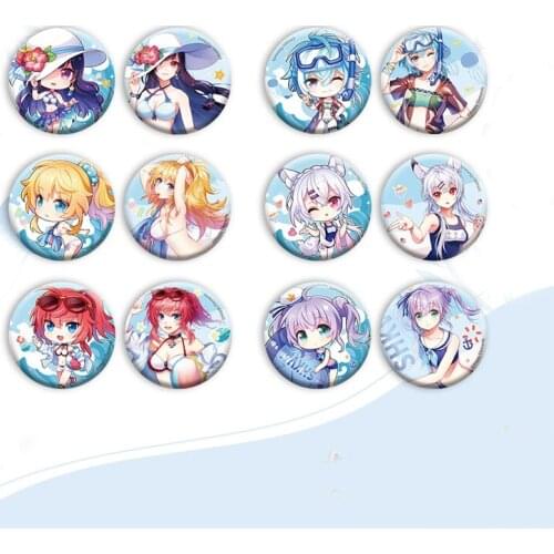 2pcs Creative Anime Cartoon Printed Brooch Badge Pins for Bag Decor Cosplay Prop Collection Women Men Christmas Gift