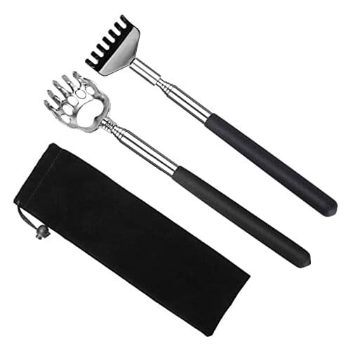 2 Pc Portable Extendable Back Scratcher - Backscratchers For Adults Extendable - Metal Stainless Steel Telescoping Massage Tool