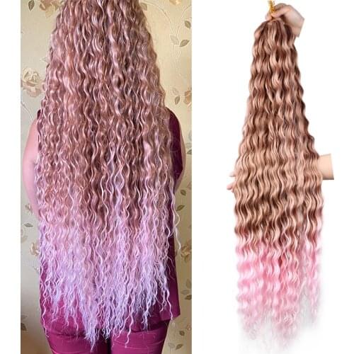 32 Inch Long Zizi Deep Wave Twist Hair Crochet Hair Bulk Ocean Wave Pink Blonde Grey Purple Ombre Wavy Braiding Hair Extension