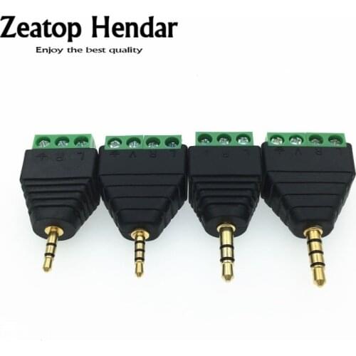 50Pcs 2.5mm / 3.5mm 1/8inch 3 / 4 Poles Stereo Male Plug to AV Screw Terminal Block Balum Connector for CCTV