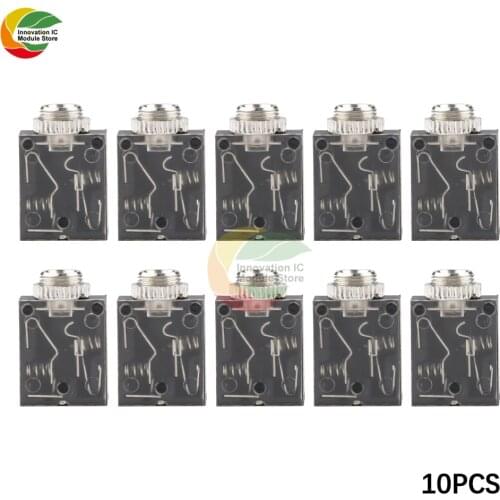 Ziqqucu 10PCS 3.5 headphone audio female seat PJ-324M with nut 5-pin straight plug dual channel with transparent cover stereo