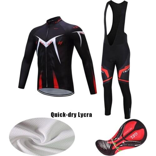 Free Shipping Long Sleeve Cycling Jersey Set Men 2021 Fashion Road Bike Clothing BIB Kit Male Bicycle Clothes MTB Suit Uniform