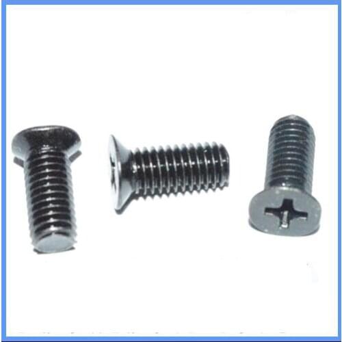 100pcs M3 M4 M5 phillips thin countersunk bolts 4/4.5/5/6/6.5/7.6mm head OD small flat screws black steel 2.7mm-12mm Length