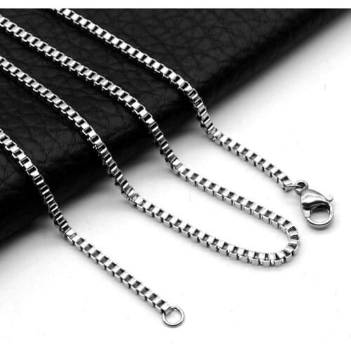 Stainless Steel Box Chain Necklace DIY Jewelry Findings Making Men Women Wholesale Link Chains Accessories 1.5mm 2mm 2.5mm 3mm