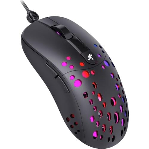 Black RGB Gaming Mouse USB Wired Hollow Out Design 8000 DPI Adjustable for Laptop Computer