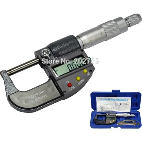 Brand Digital Micrometer 0-25mm 0.001mm Metric/Inch Electronic Outside Micrometro Carbide Tip