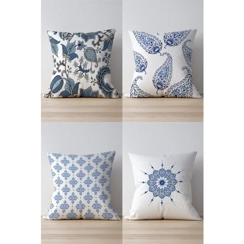 Double Side Printed Tile Design 4'Lü Suede Pillow Decorate Case Good Quality Stylish Home Garden Room Kitchen Gift Convenient Decorative Modern