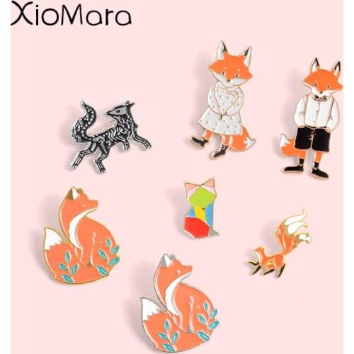 Little Fox Enamel Pins Collection Mini Paper Nine-tailed Fox Lovely Custom Badge Animal Jewelry Brooches Lapel Pins For Kid Gift