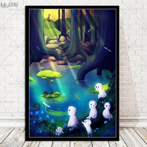 Art Poster Princess Mononoke Ghibli Japcn Cartoon Canvas Painting Retro Wall Pictures Prints for Living Room Home Decor