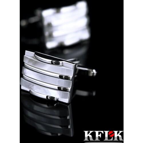 KFLK jewelry shirt Fashion cufflinks for mens Brand Shell cuff links Button High Quality Luxury Wedding Male guests
