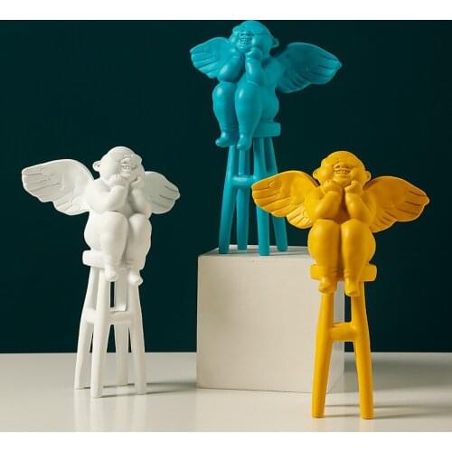 Creative Decoration Crafts Cute Nordic Home Decor Resin Sculpture 3 Colors Child Gift Photo Props Statues for Decoration T415