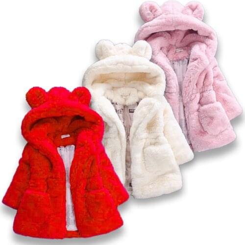 Baby girls jacket children boys fashion hot artificial fur coats with winter hood girls children childrens clothing jacket