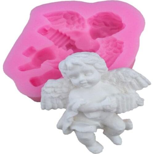 Cute Angel Boy With Electronic Organ Shape 3D Silicone Cake Mold Fondant Cake Tools For Cupcake Kitchen Supplies