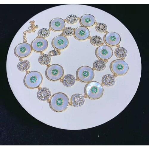 18" Fashions White Shell CZ Devils Eye Necklace