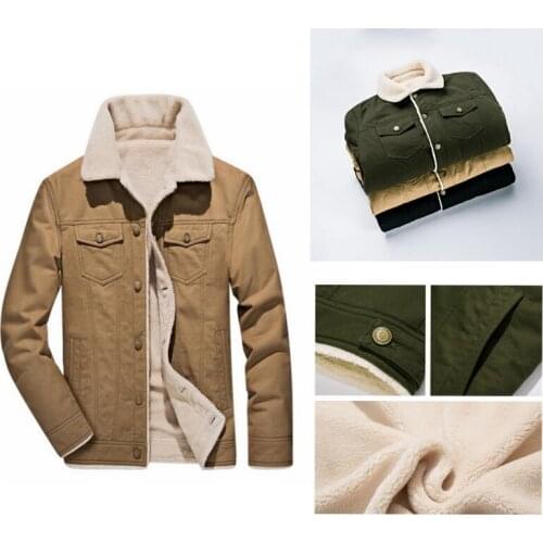 Man Jacket Cotton Coat Plus Thick Velvet Plus Size Large vintage Retro american casual Wear winter warm Mantle Men Drop Shipping