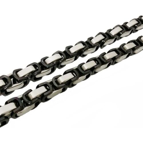 Tisnium Black Silver Color Necklaces Bracelets for Men Women Byzantine Box Chain High Quality Stainless Steel Choker Best Gift