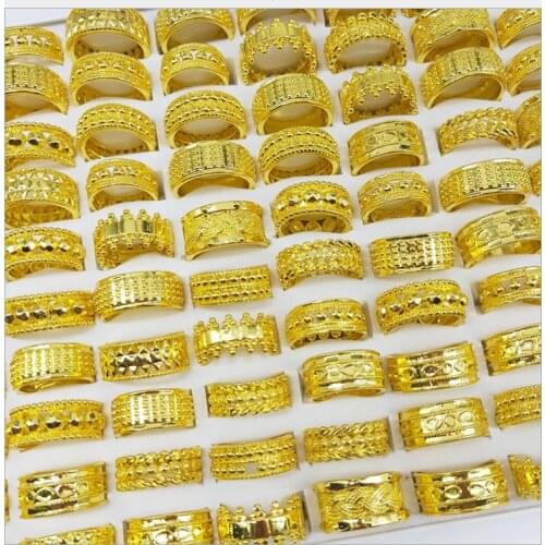 Gold Ring Men Lucky Domineering Fashion Gold Plated Adjustable Ring Fake Gold Ring Hip hop Ring Diamond Gem Ring