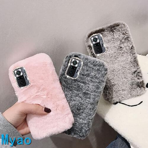 Plush Case for Xiaomi Redmi Note 10 Pro MAX 9 9S 8 8T 7 7A 8A 9A 9C Poco X3 NFC GT F3 Pro M3 Fluffy Fur Case Soft Back Cover