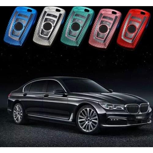 Soft TPU Carbon Fiber Car Key Protector Cover Shell Case For 1 3 4 5 6 7 X3 X4