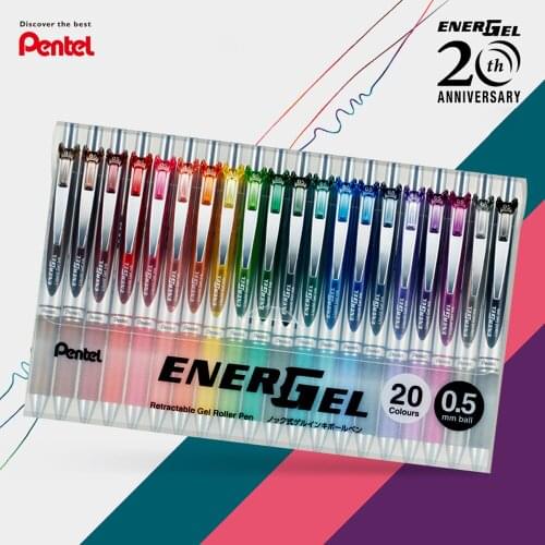 20th Anniversary Japan Pentel Gel Pen Set 20 Color BLN75Z Smooth And Quick-Drying 0.5/0.7mm Needle Tube Nib
