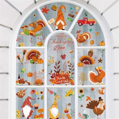 Dwarf Doll Thanksgiving Window Sticker Party Refrigerator Wall Sticker Holiday diy decoration wall stickers atmosphere decor