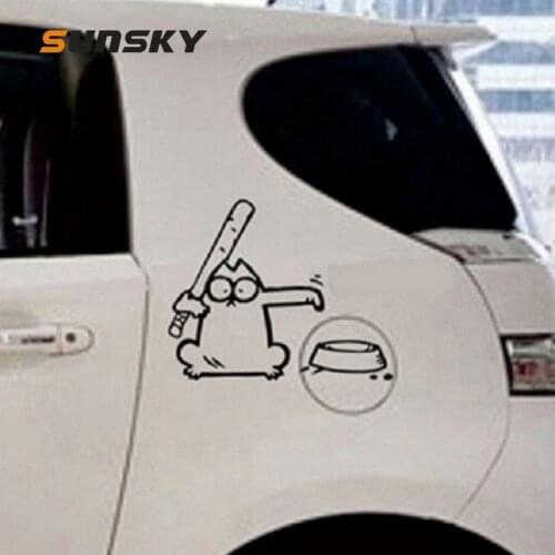 Car Stickers Hungry Cat Feed Me Vinyl Protective Stickers Decorative Sticker Protection Cover Auto Exterior Accessories