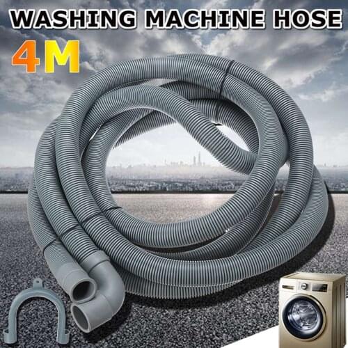 New 4M Wash Machine Dishwasher Drain Hose Outlet Water Pipe Flexible Extension 22mm With Bracket