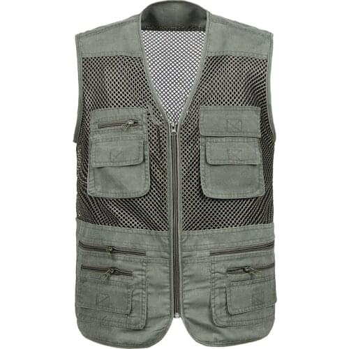Outdoor spring and autumn multi-pocket mens professional photography vest waistcoat director reporter mesh sleeveless jacket