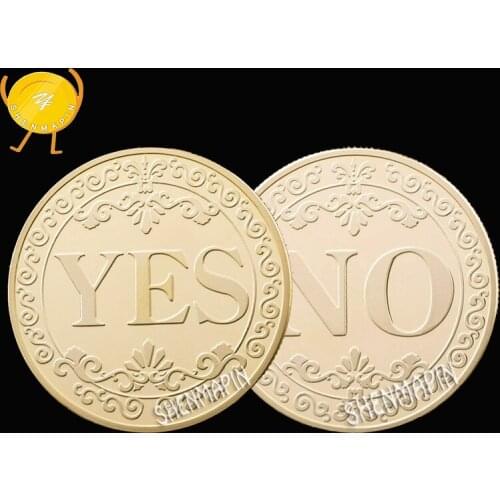 "Yes & No"Yes No Culture Art Decision Commemorative Coin Three-dimensional Retro Pattern Gold Coins Collectibles Sun Moon Coins