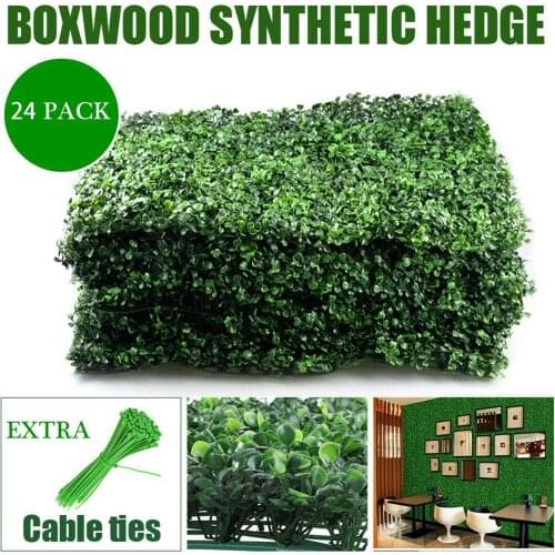 24pcs Artificial Leaves Panels, Backyard Grass Privacy Fence, Boxwood, Outdoor Greenery Screen, Faux Plant Wall Backdrop